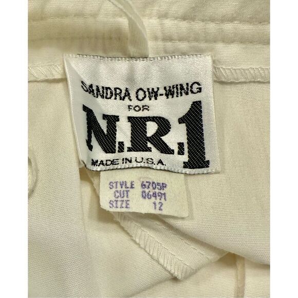 Vintage Sandra Ow-Wing for N.R.1 Lightweight Pants Sz. 12 White Dress Brunch - Picture 6 of 7